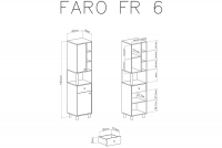 Mládežnícky dvojdverový regál so zásuvkou a policami Faro FR6 - biely lux / dub artisan / šedá - Meblar 