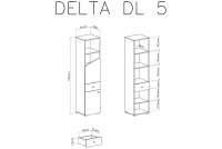 Delta DL5 gyerekbútor szekrény két ajtóval és fiókkal - Tölgy / Antracit Regál Pro mladé dvoudveřový se zásuvkou Delta DL5 - schemat