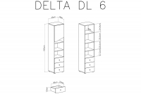 Delta DL6 egyajtós szekrény, három fiókkal - Tölgy / Antracit Regál Pro mladé jednodveřový se třemi  zásuvkami Delta DL6 - Dub / Antracytová - schamat