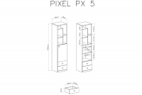 Pixel 5 polc - kekszes tölgy/Lux fehér/szürke Regál Pro mladé Pixel 5 - dub piškotový/Bílý lux/szürke - schemat