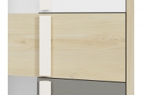 Regál do mladé Drop 03 z szuflada 80 cm - buk fjord / Bílý / šedá platyna Regál dřevo