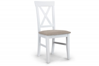 dřevěna židle s čalouněným sedákem i oparciem krzyzyk Retro - tmavobéžová Gemma 11 / Bílý biale židle krzyzyk