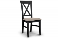 dřevěna židle s čalouněným sedákem i oparciem krzyzyk Retro - tmavobéžová Gemma 11 / Černý černé dřevěna židle