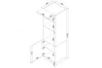 Clara D60 PK MV/2133 P/L - Skříňka regál do vestavnou troubu a mikrovlnnou troubu vysoká skříňka kuchenny Clara D60 PK MV/2133 P/L do zabudowy piekarnika i mikrofalowki - dub artisan