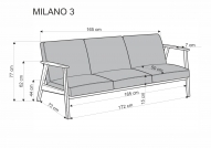 MILANO 3S Kanapé - bézs tap. Castel 15 Kanapé háromszemélyes milano 3s - sötét diofa / bézs velwet castel 15