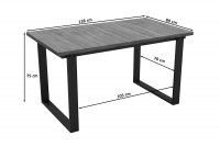 Loftowy stôl do jedálne - Biela Arktyczna  Loftowy Stôl do jedálne Temir - Rozmery 
