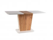 Stôl rozkladany Calipso 110-145x68 cm - Biely / Dub wotan stOL calipso biaLy mat / dAb wotan 110(145)x68,6 in