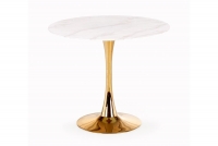 CASEMIRO Stůl Deska - Bílý mramor, noga - Žlutý stůl Casemiro - Bílý mramor / Žlutý