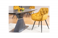 Stůl Cortez Ceramic mramorový efekt - šedý / Antracitový mat ozdobné prvky z kartáčované oceli