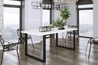 Stôl Loftowy Industrialny 185x67 - biela / čierna Biely Pracovna doska s čiernym rámom