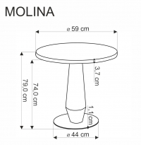 MOLINA stůl kulatý, Černý mramor / Černý / Žlutý Stůl okragly molina fi 59 cm - černá mramor / černá / zlatá