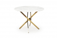 RAYMOND 2 stôl, Pracovná doska - Biely mramor, Nohy - zlaté (2p=1szt) Stôl okrúhly raymond 2 - Biely mramor / zlaté