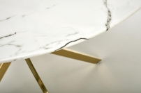 RAYMOND 2 stôl, Pracovná doska - Biely mramor, Nohy - zlaté (2p=1szt) Stôl okrúhly raymond 2 - Biely mramor / zlaté