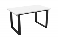 Rozkladací stôl do jedálne 140-200 - Biela Arktyczna  Biely stol z czarnymi nogami 