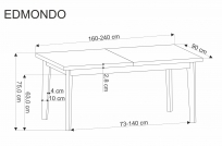 Stůl Edmondo 160-240x90 cm - dub přírodní / černá nohy Stůl rozkladany edmondo 160-240x90 cm - dub přírodní / černá Nohy