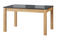 Stůl rozkládací Kama 40 Stůl rozkladany Kama 40 ze szklanym blatem 136-210x90 cm - Dub carmargue / Černý lesk