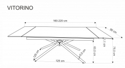 Vitorino összecsukható étkezőasztal - fekete márvány / fekete lábak stol rozkladany vitorino 160-220x90 cm - fekete márvány / fekete Lábak