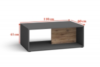 Konferenční stolek Lentia - grafit / Dub flagstaf tmavý Grafitový konferenční stolek s výklenkem