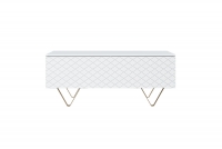 Konferenční stolek Scalia 2K 120 cm - bílý mat / zlaté nožky Konferenční stolek s úložným prostorem 