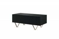 Konferenční stolek Scalia 120 2K s úložným prostorem - Černý mat / Zlaté Nohy - skladem!