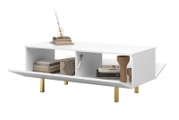 Konferenčný stolík Scalia II 120 2K s úložným priestorom - biely mat / zlaté nožičky kávový stolík Scalia II 120 2K s úložným priestorom - biely mat / zlaté nožičky - vnútro z wyposazeniem