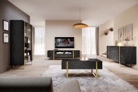 Verica dohányzóasztal - szénfekete / arany lábak stylový obývací pokoj