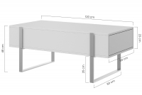 Masă de cafea Verica - cărbune / picioare negre masă kawowy Verica cu sertare cu picioare metalice 120 cm - negru beton / negru nozki