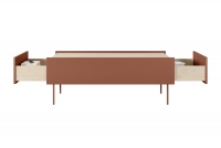 Konferenčný stolík Desin 120x60 cm - ceramic red / dub nagano kávový stolík so zásuvkami Desin 120 2SZ - ceramic red / Dub nagano - vnútro z wyposazeniem