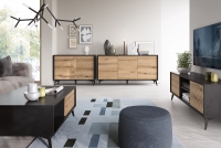 Konferenční stolek Sewana se zásuvkou - dub evoke / černá moderní Nábytek do obývacího pokoje