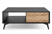 Konferenčný stolík so zásuvkou Sewana - dub evoke / čierny Moderný konferenčný stolík .