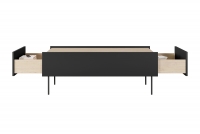 Konferenční stolek Desin 120 cm se zásuvkami - černý mat / dub nagano konferenční stolek se zásuvkami Desin 120 2SZ - Černý mat / Dub nagano - wnetrze z wyposazeniem