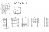 Rohová skriňa Delta DL1 L/P - Dub / Antracitová Rohová skriňa Delta DL1 L/P - Dub / Antracytová - schemat