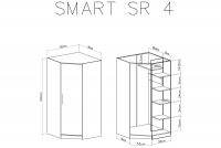 Rohová skriňa SR4 Smart Rohová skriňa jednodverová Smart SR4 - Biely lux / Dub sonoma - schemat