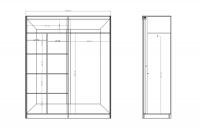Skříň s posuvnými dveřmi 180 Alfa 17 - Bílý Skříň s posuvnými dveřmi 180 Alfa 17 - Bílý - Rozměry