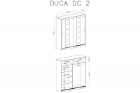Skriňa Duca II 200 Dub sonoma Skriňa s posuvnými dverami dvojdverová z zrkadlami Duca II 200  - Dub sonoma - schemat