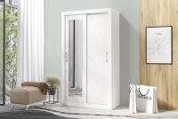 Skříň s posuvnými dveřmi dvoudveřová se zrcadlem In Box 120 - Bílý lux / mramor bianco Bílá Skříň se zrcadlem