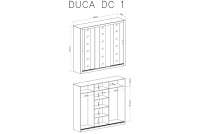 Skříň Duca I 250 Bílý Skříň s posuvnými dveřmi třídveřová z zrcadly Duca I 250 - Bílý - Barva Bílá lux - schemat