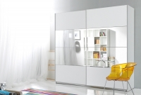 Skříň s posuvnými dveřmi z zrcadly 200 Beta 57 - Bílý Bílá Skříň do garderoby