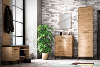 Dulap Nevio 01 cu o ușă, 55 cm - stejar artizanal / negru elegantní nábytek