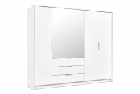 moderní skříň se zrcadlem i trzema zásuvkami Togo 255 cm - Bílá Skříň se zrcadlem 