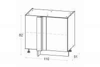 Kuchyňská spodní skříňka Ilandia DPR110x65 rohová - jednodveřová - dub hikora Skříňka kuchyňská spodní Ilandia DPR110x65 rohová jednodveřová - dub hikora