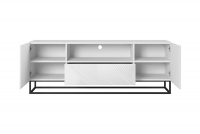 TV stolek Asha 167 cm na kovovém podstavci - bílý lesk TV skříňka pro obývacího pokoje