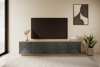 Moderný TV stolík Asha 200 cm - artisan / rivier stone mat TV skrinka