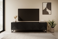 TV stolek Asha 200 cm na kovovém podstavci - černý mat Skříňka rtv frezowana