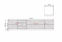 TV stolek Asha 200 cm - dub artisan / černý mat skříňka RTV Asha 200 cm pieciodrzwiowa s frézovanou přední částí - artisan / černá mat