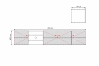 Závěsný TV stolek Asha 200 cm s výklenkem - dub artisan / černý mat skříňka RTV Asha 200 cm závěsná s frézovanou přední částí i wneka - artisan / černá mat