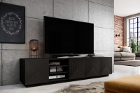TV skrinka Asha 200 cm s otvorenou policou - Čierny mat 
