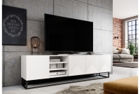 TV skrinka Asha 200 cm s kovovými nohami a otvorenou policou - biely mat Skrinka do obývačky