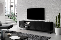 TV skrinka Asha 200 cm s kovovými nohami a otvorenou policou - čierny mat TV skrinka Asha 200 cm s otvorenou policou na metalowych nohach - čierny mat - vizualizácia 