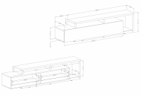 TV stolek Bota 40 - 219 cm - antracit / dub ribbec skříňka RTV Bota 40 z wnekami i szuflada 219 cm - antracitová / dub ribbec